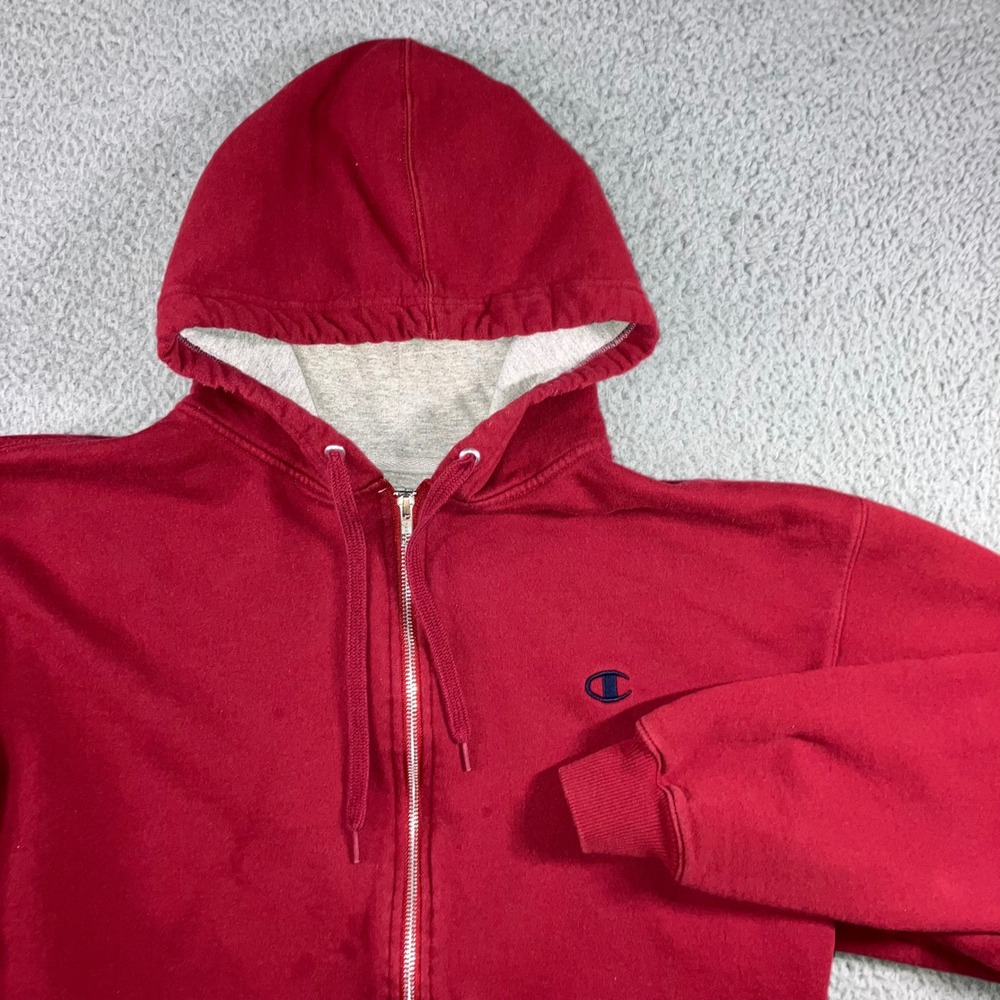 Vtg Champion Full Zip Hoodie Menβ L Fleece Embroidered Logo Grunge Baggy Skater
